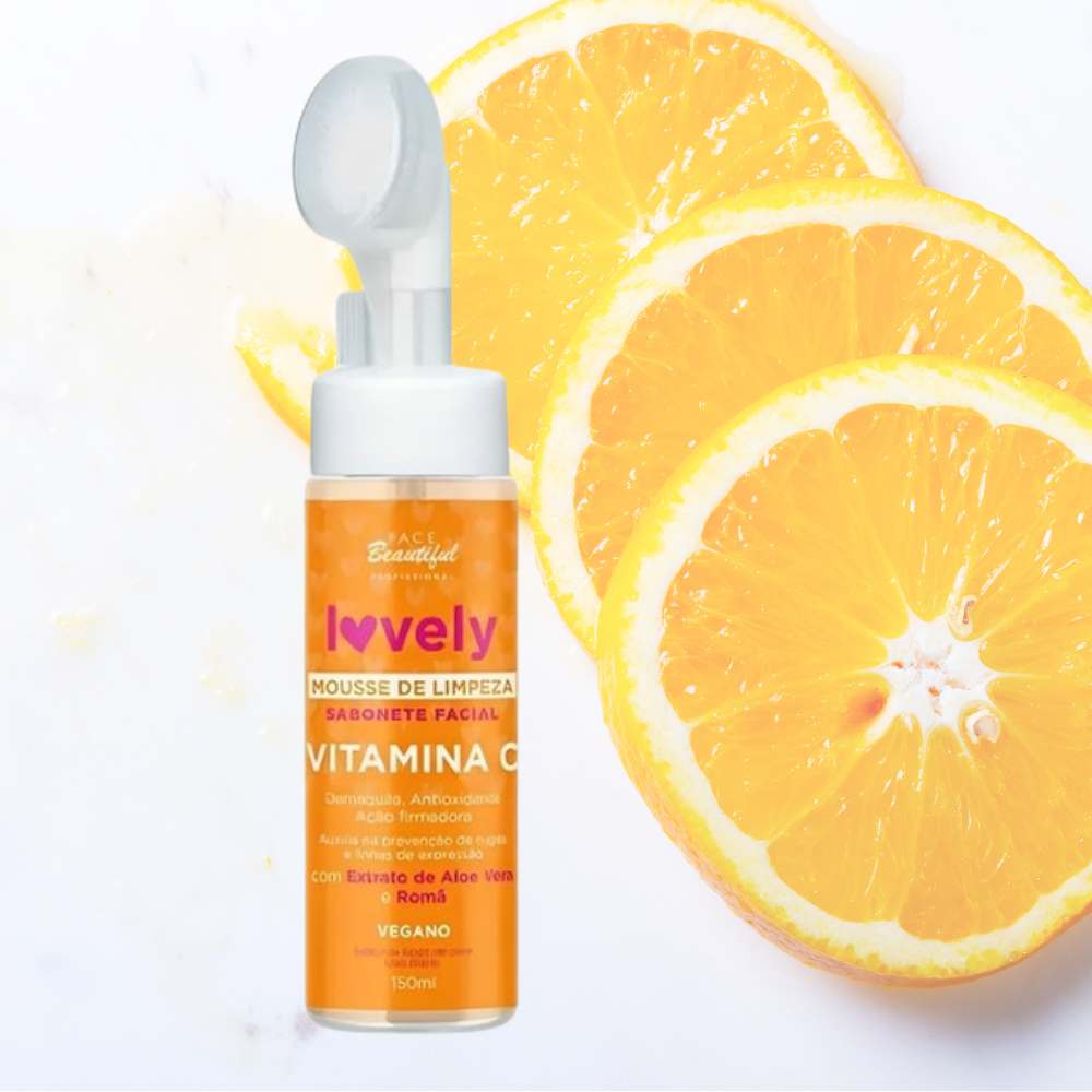 SABONETE MOUSSE FACIAL LOVELY VITAMINA C FACE BAUTIFUL - LIMPEZA E ANTIOXIDANTE