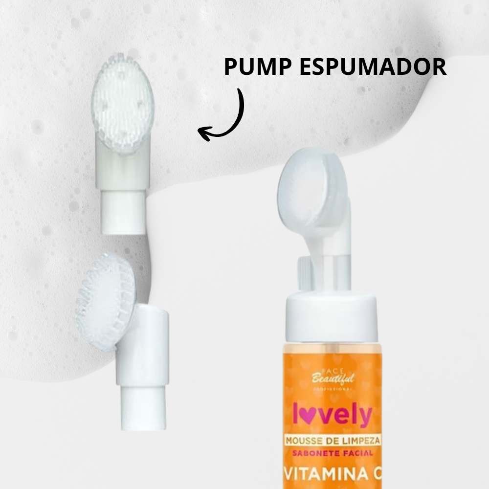 SABONETE MOUSSE FACIAL LOVELY VITAMINA C FACE BAUTIFUL - LIMPEZA E ANTIOXIDANTE