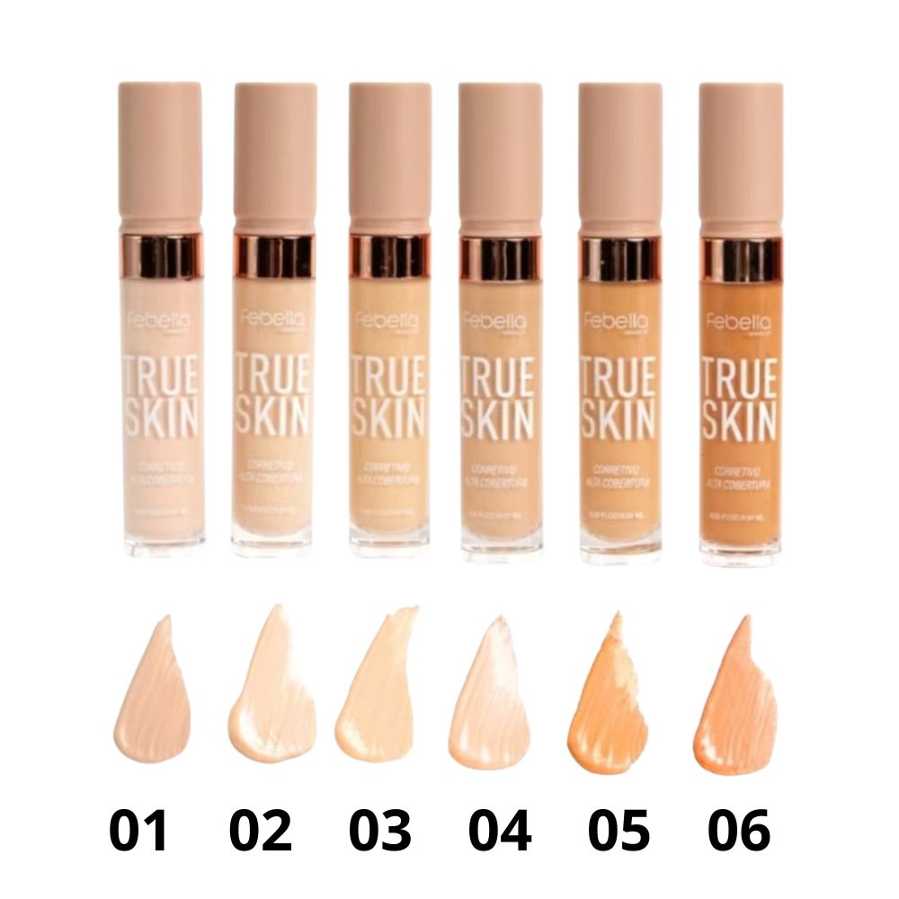 CORRETIVO TRUE SKIN FEBELLA - ALTA COBERTURA E EFEITO NATURAL 