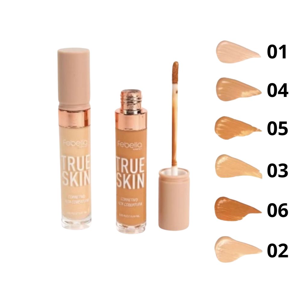 CORRETIVO TRUE SKIN FEBELLA - ALTA COBERTURA E EFEITO NATURAL 