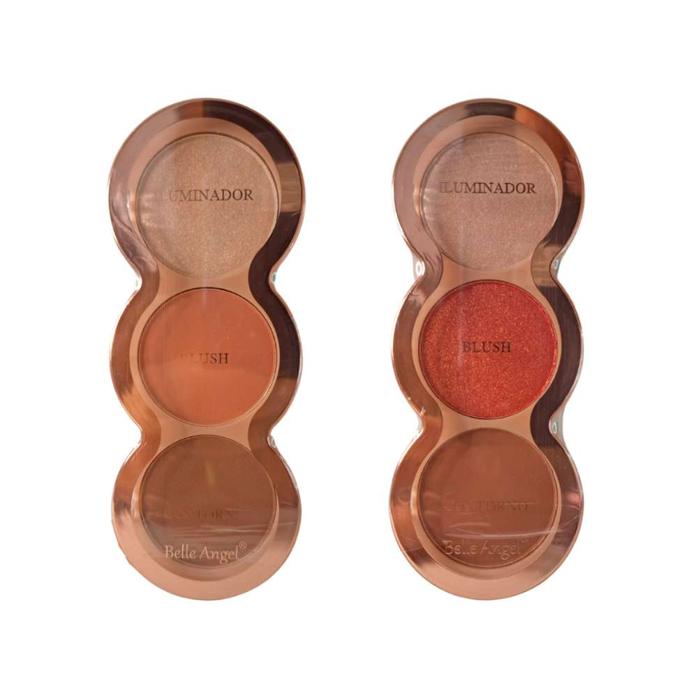 PALETA  DE BLUSH,ILUMINADOR E CONTORNO - BELLE ANGEL 