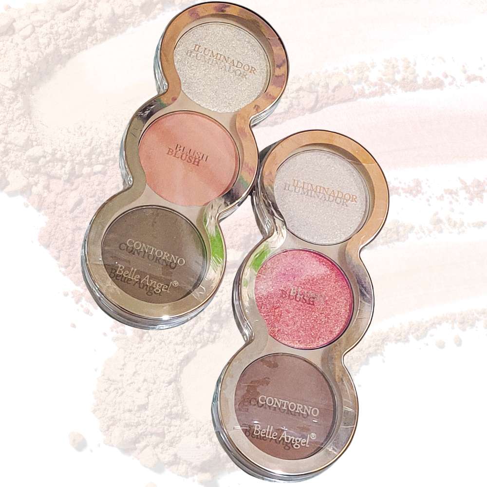 PALETA  DE BLUSH,ILUMINADOR E CONTORNO - BELLE ANGEL 
