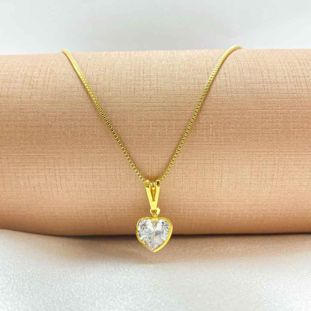 COLAR CORA��O PONTO DE LUZ - FOLHEADO 