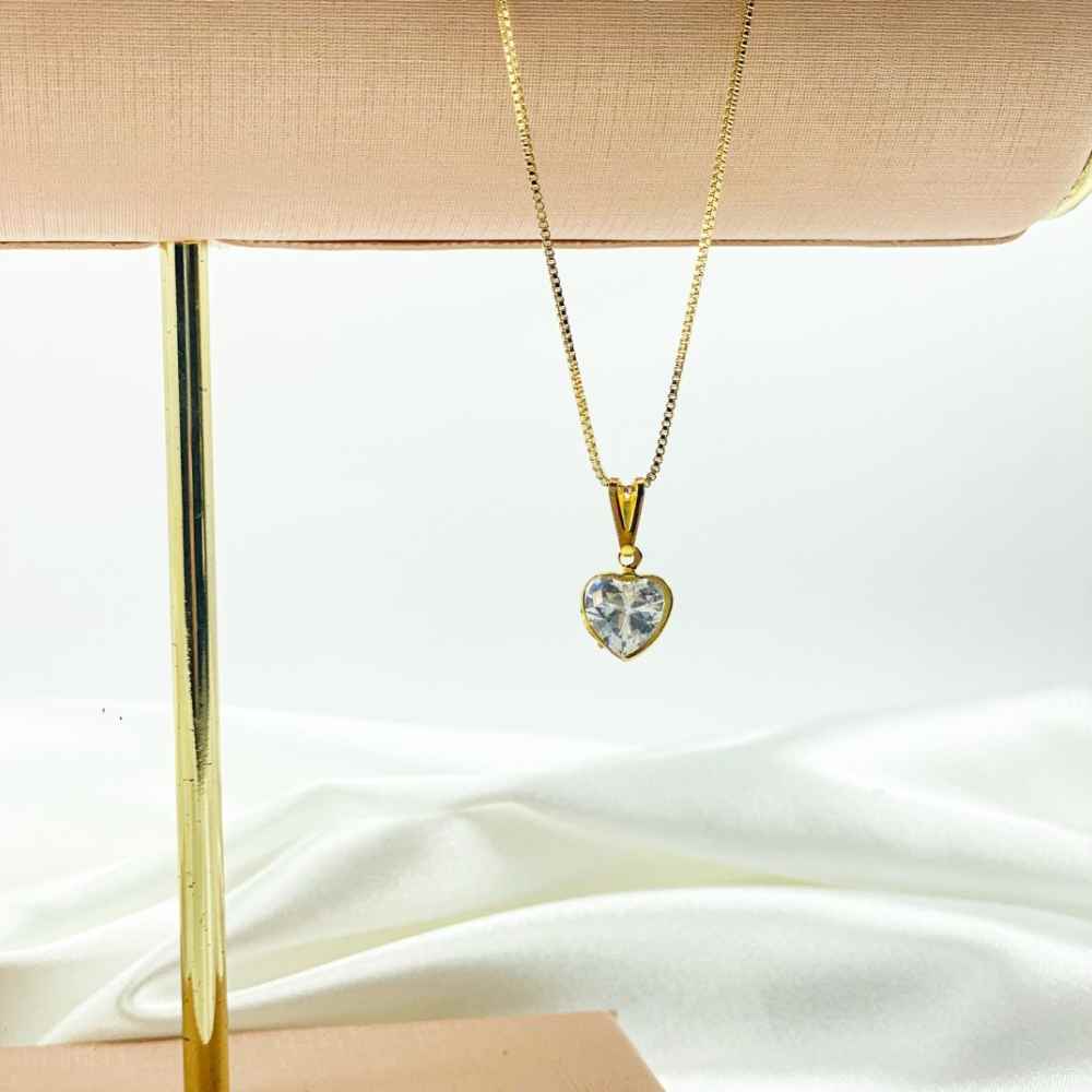 COLAR CORA��O PONTO DE LUZ - FOLHEADO 