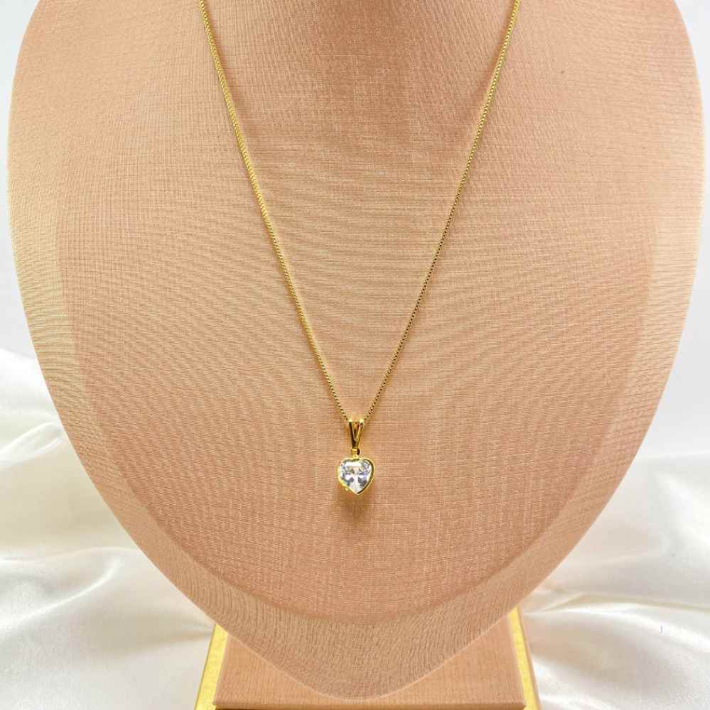 COLAR CORA��O PONTO DE LUZ - FOLHEADO 