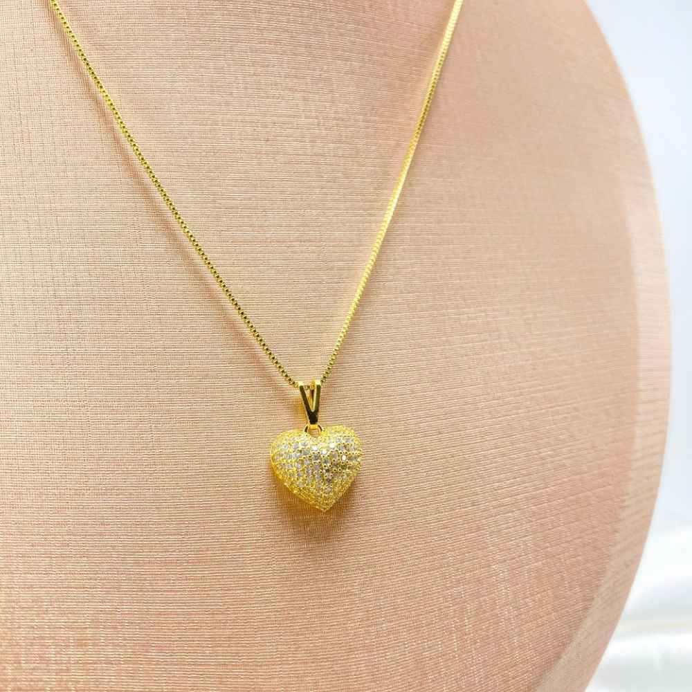 COLAR CORA��O CRAVEJADO - ELEG�NCIA E AMOR 