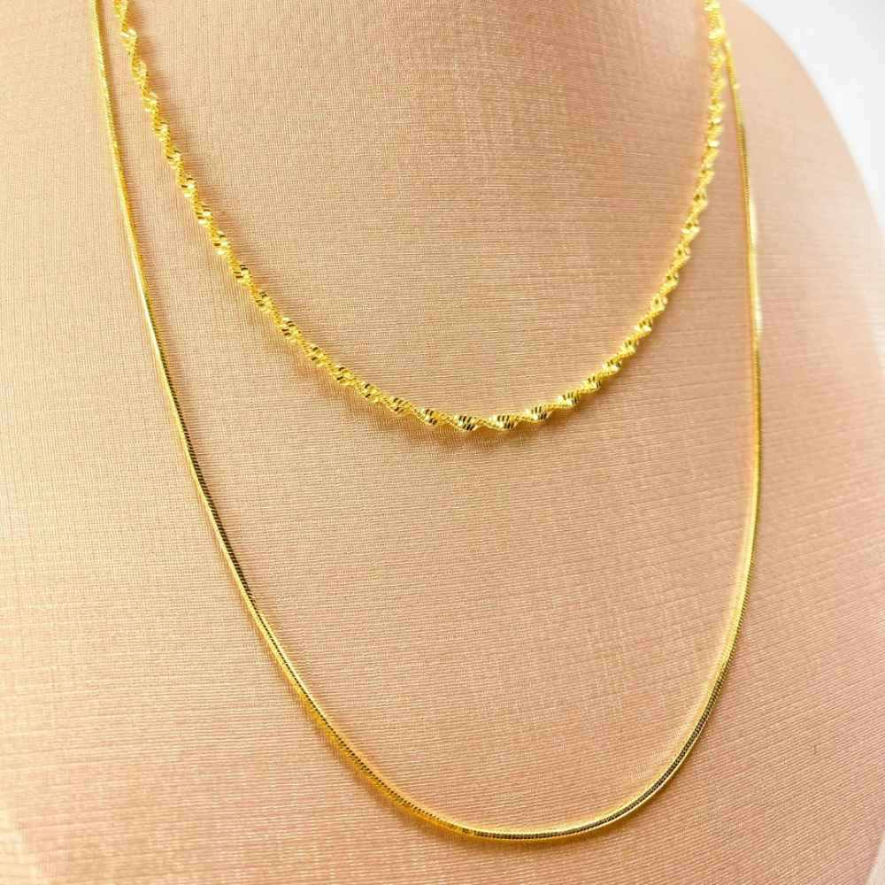 COLAR DUPLO OURO ELEGANTE - FOLHEADO 