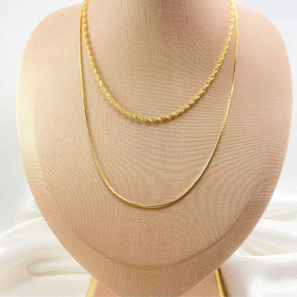 COLAR DUPLO OURO ELEGANTE - FOLHEADO 