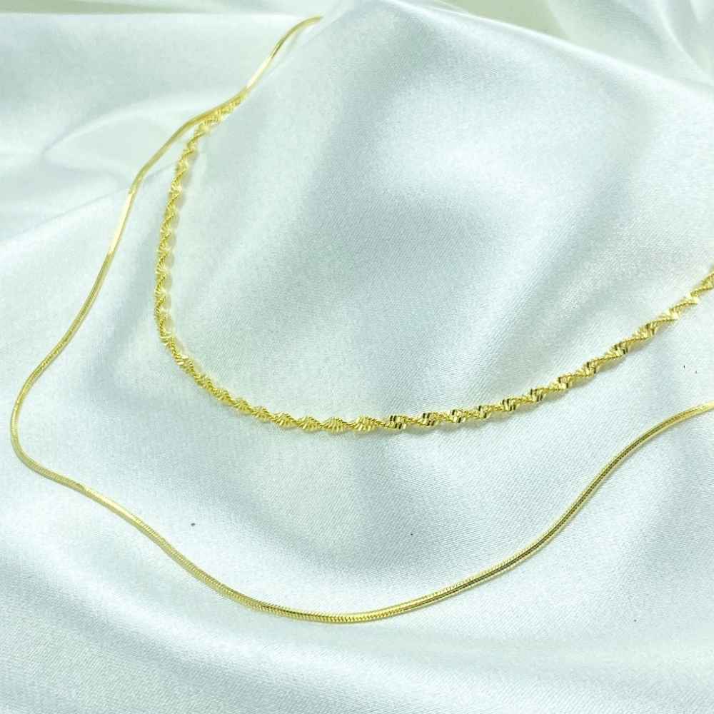 COLAR DUPLO OURO ELEGANTE - FOLHEADO 