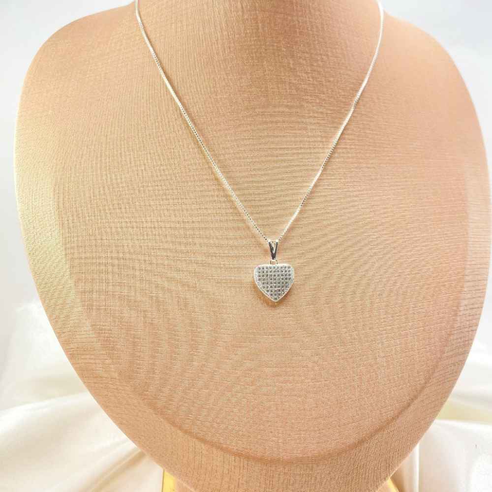 COLAR  CORA��O LUXO PRATEADO - FOLHEADO