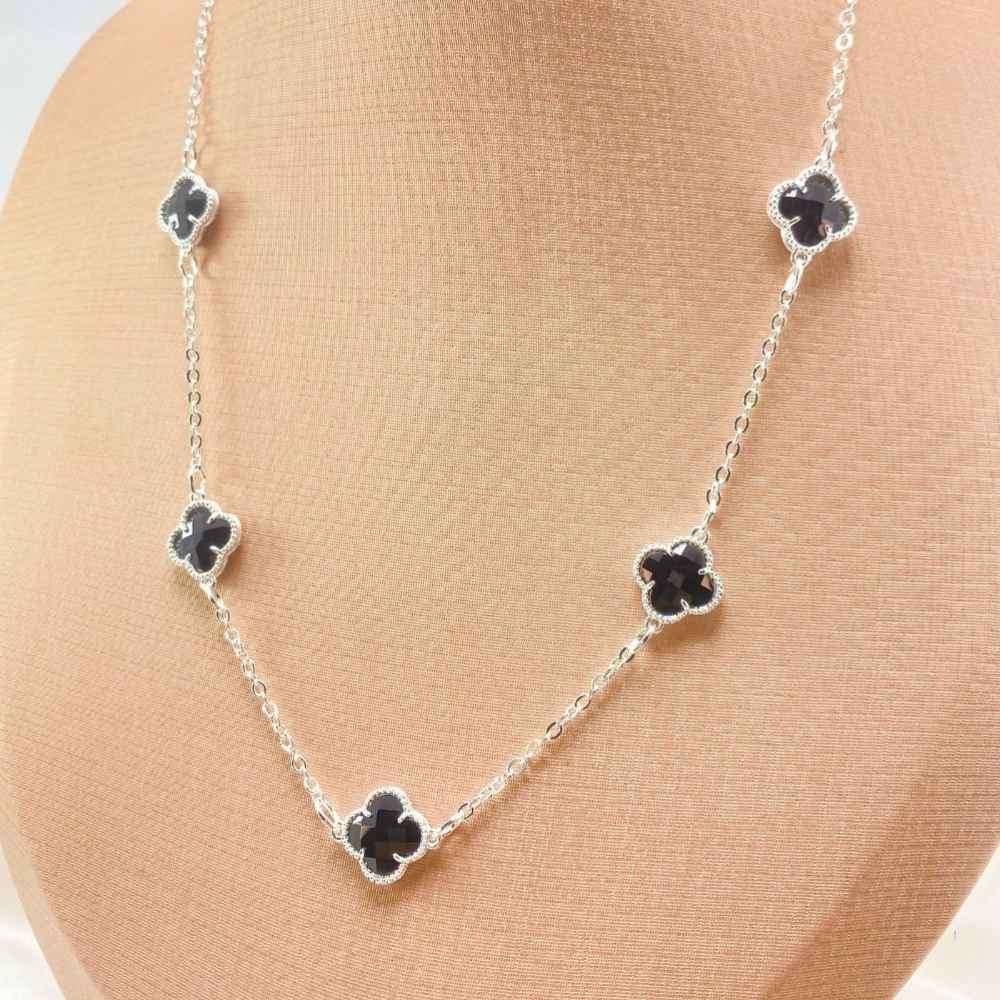 COLAR TREVO PRETO - FOLHEADO 