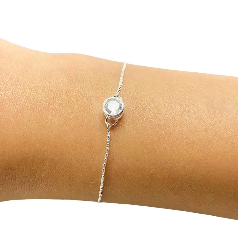 PULSEIRA BRILHO CRISTALINO PRATEADO FOLHEADO - COM BRINDE 