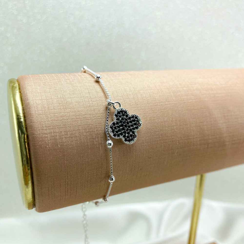 PULSEIRA TREVO CRAVEJADO FOLHEADO - COM BRINDE 