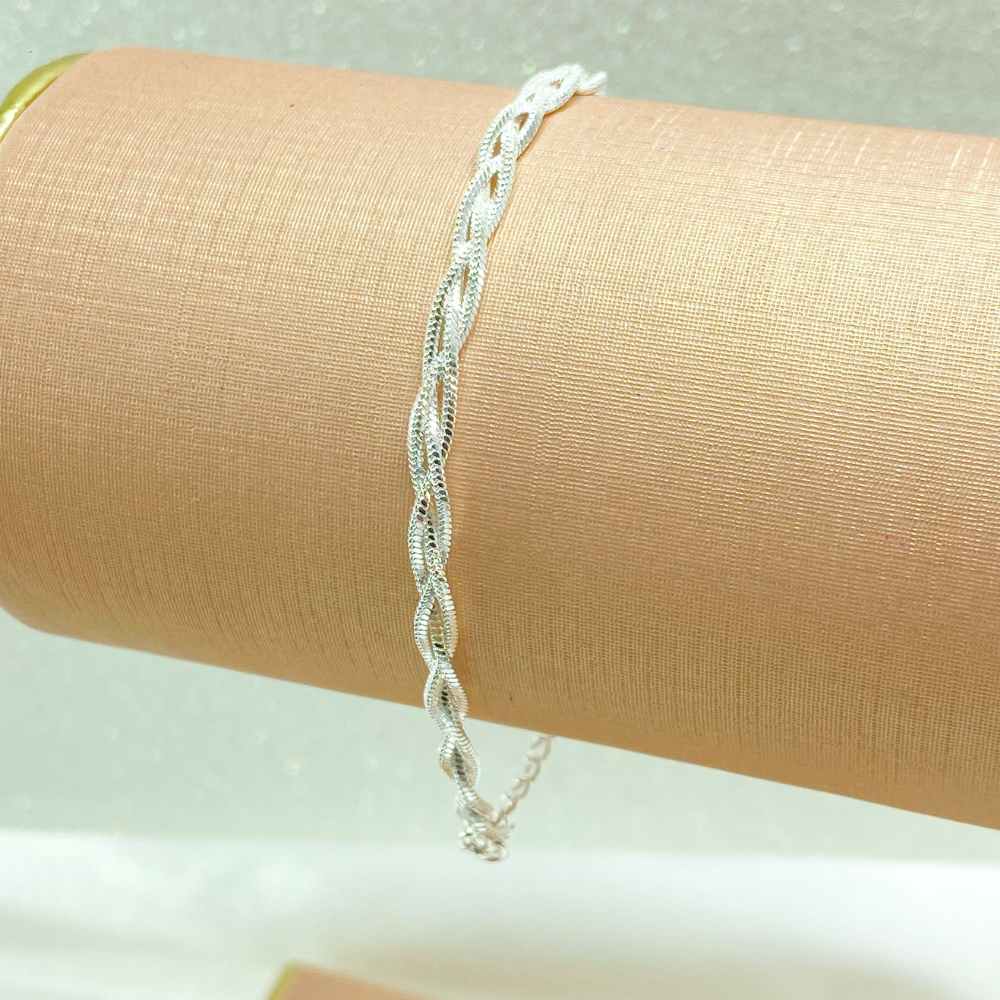 PULSEIRA TROCIDINHO PRATEADO FOLHEADO - COM BRINDE 