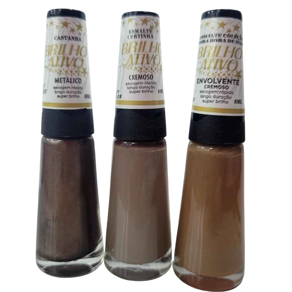 KIT 3 ESMALTES BRILHO ATIVO 06