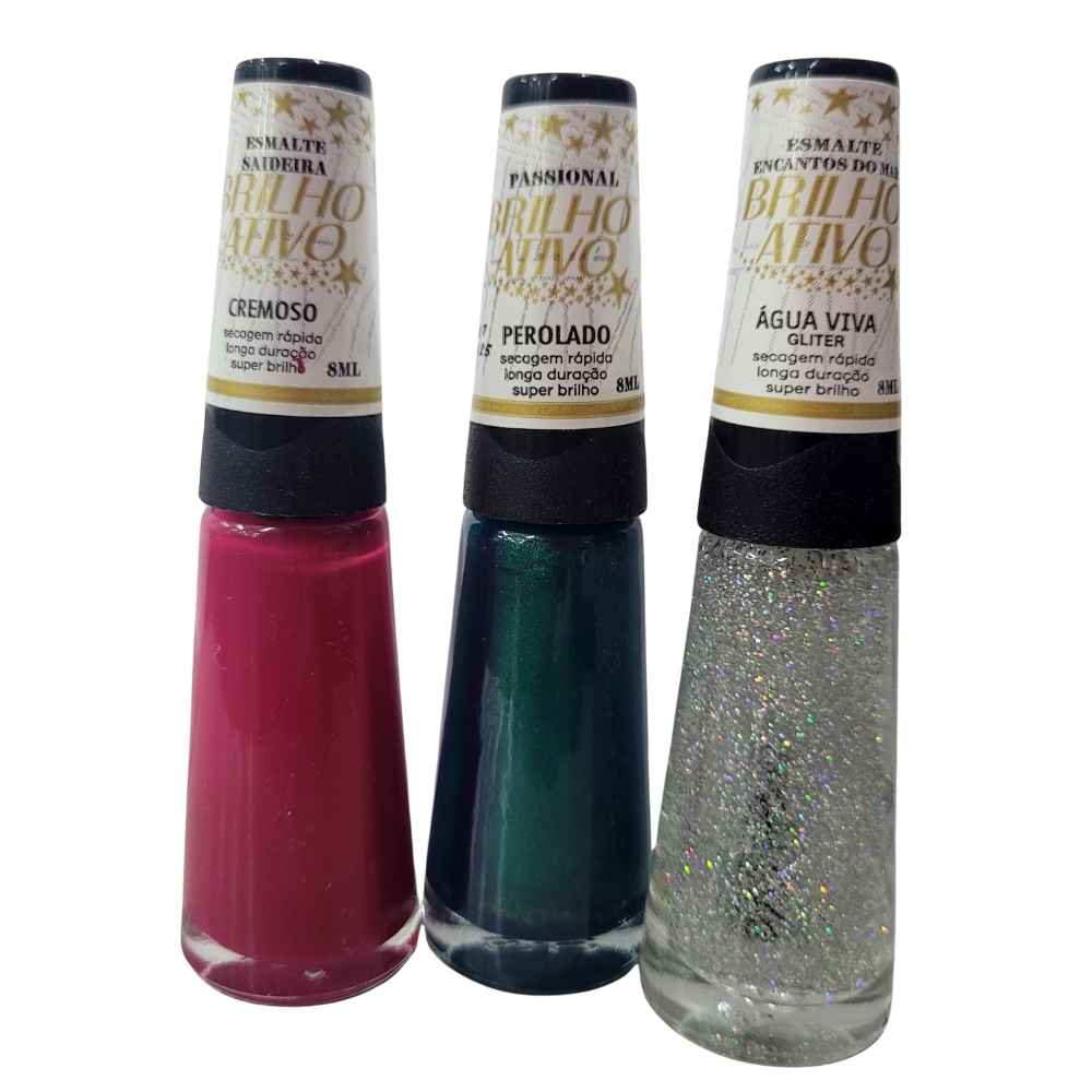 KIT 3 ESMALTES BRILHO ATIVO 07
