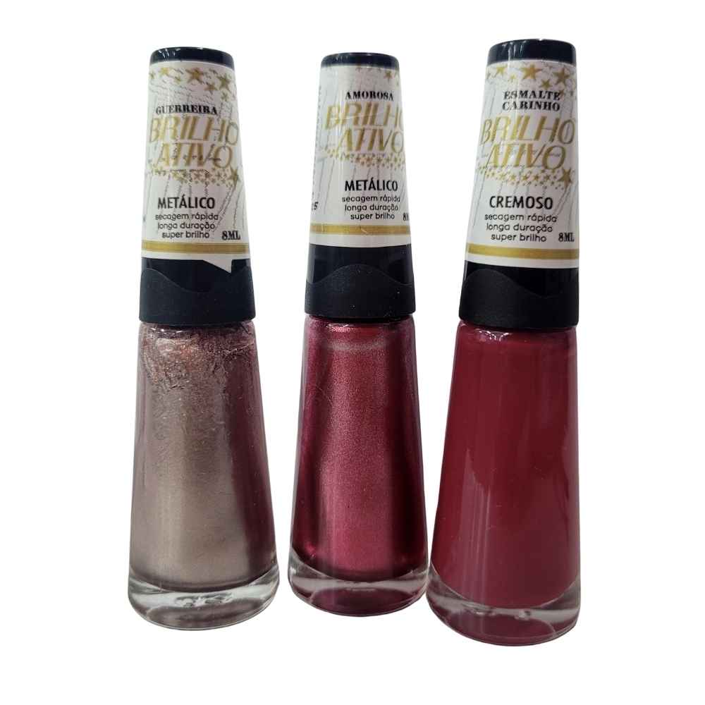 KIT 3 ESMALTES BRILHO ATIVO 08
