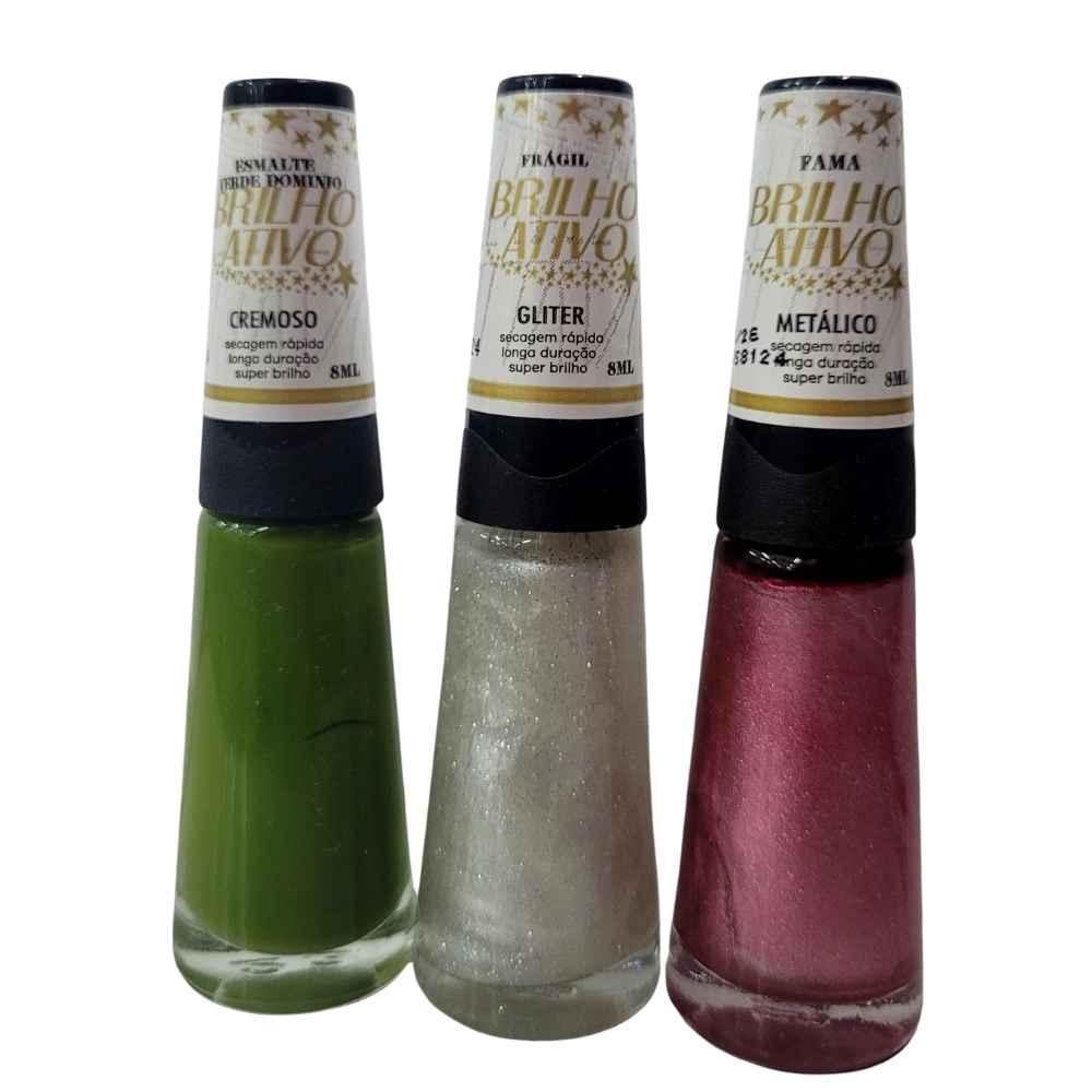 KIT 3 ESMALTES BRILHO ATIVO 10