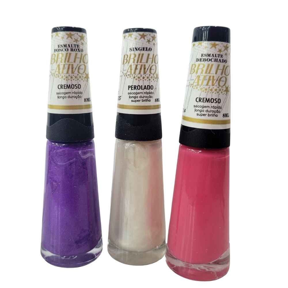 KIT 3 ESMALTES BRILHO ATIVO 11