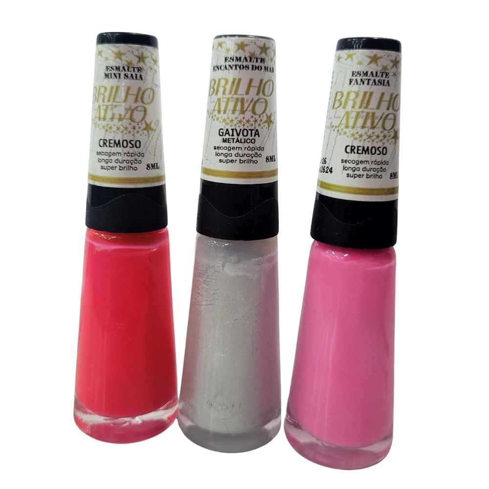 KIT 3 ESMALTES BRILHO ATIVO 12