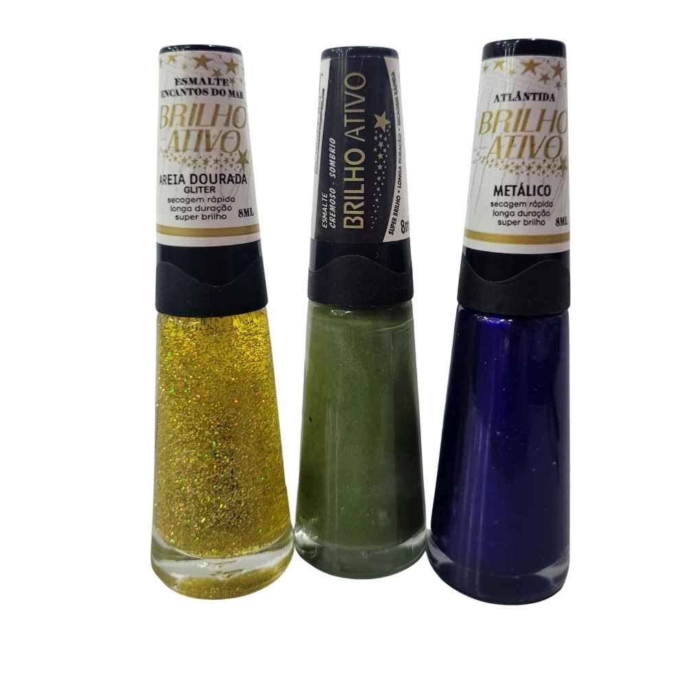 KIT 3 ESMALTES BRILHO ATIVO 13