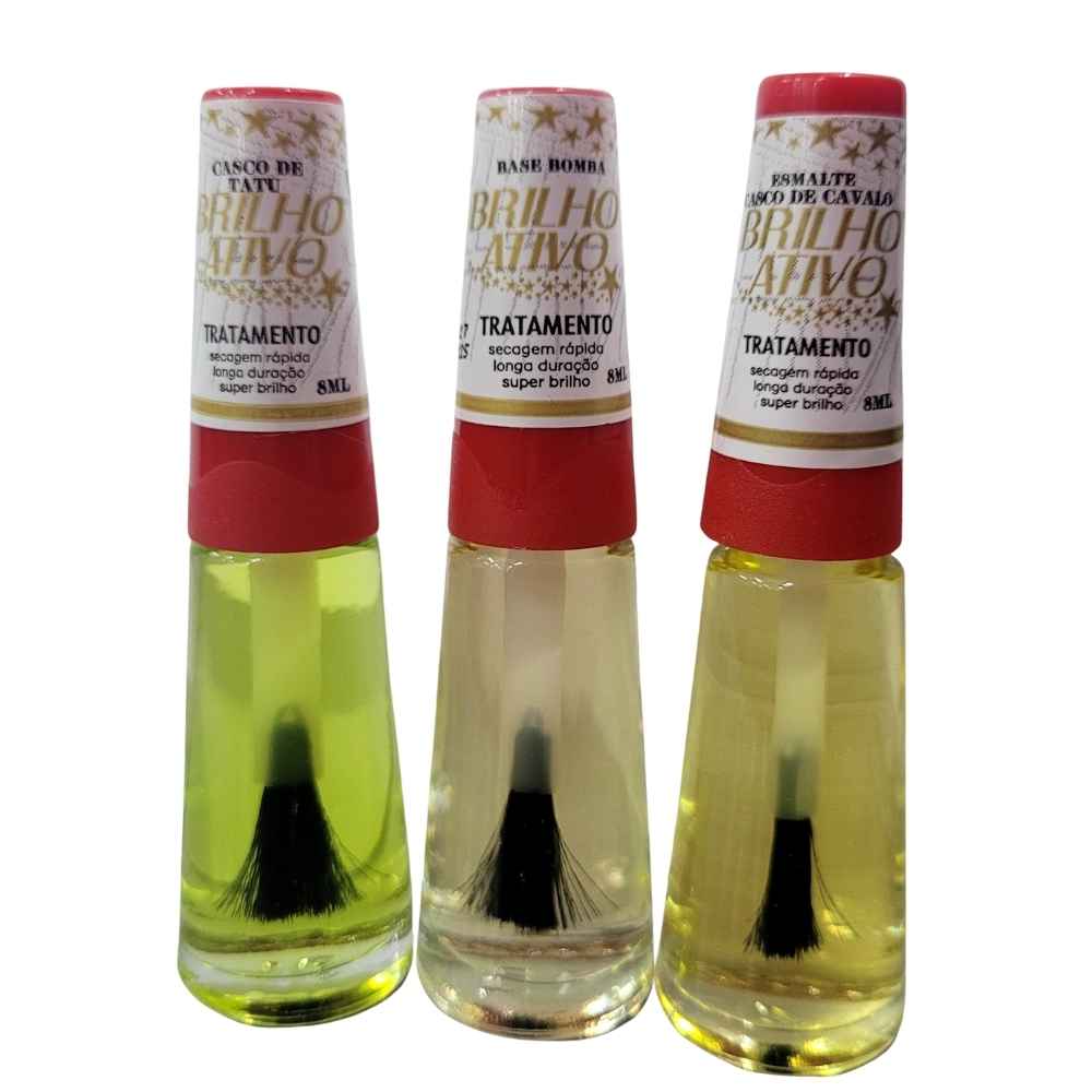 KIT 3 ESMALTES TRATAMENTO BRILHO ATIVO 01