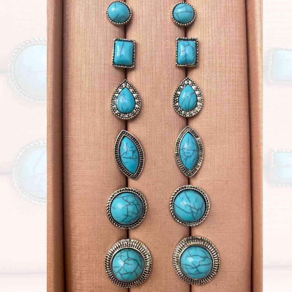 KIT BRINCOS BOHO CHIC TURQUESA