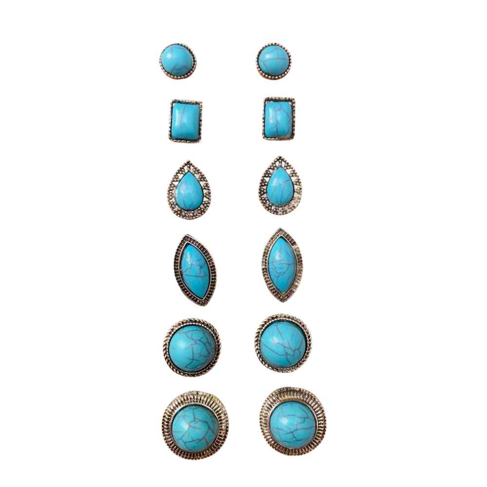 KIT BRINCOS BOHO CHIC TURQUESA