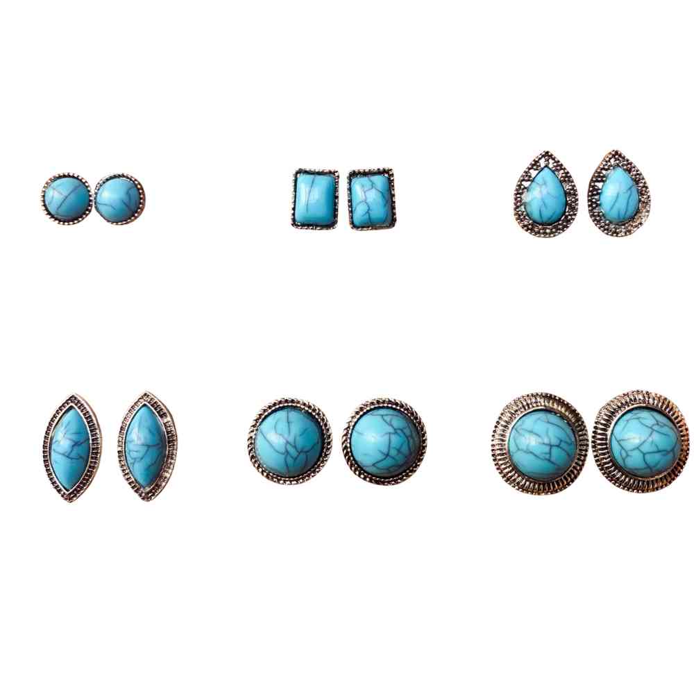 KIT BRINCOS BOHO CHIC TURQUESA