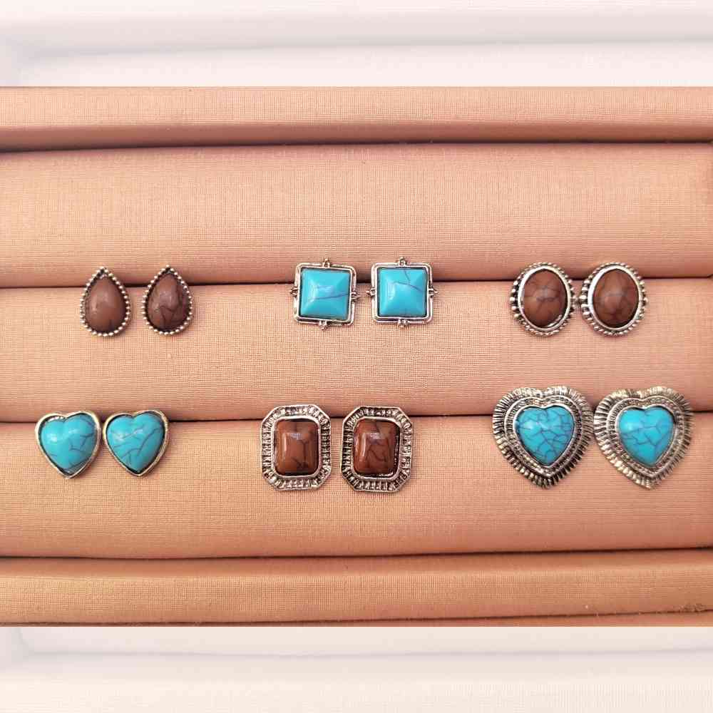 KIT BRINCOS BOHO PEDRAS NATURAIS 