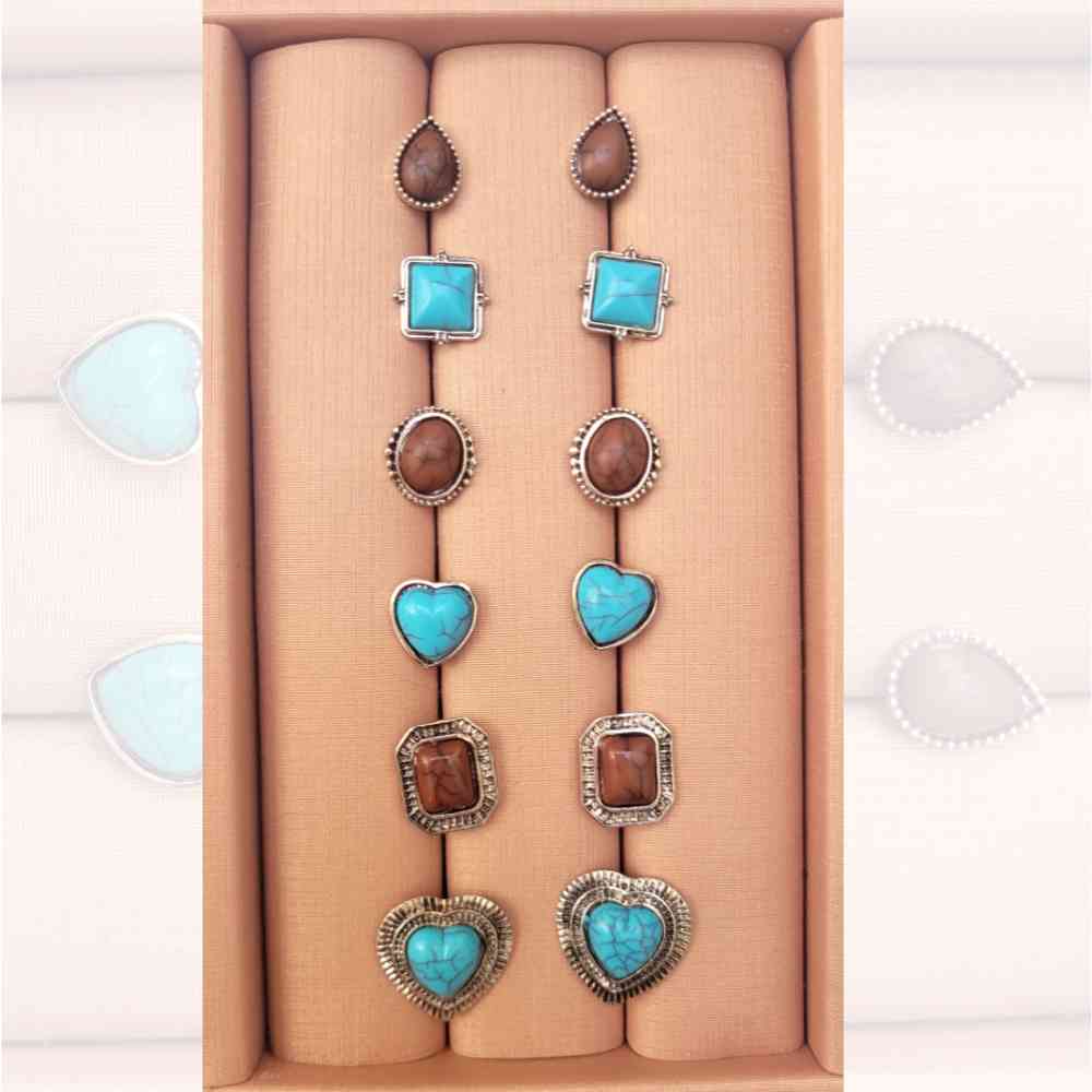 KIT BRINCOS BOHO PEDRAS NATURAIS 