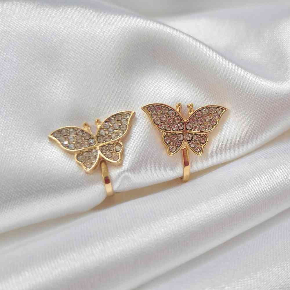 BRINCO DE PRESS�O DE BORBOLETA DOURADA