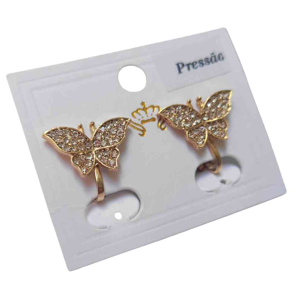 BRINCO DE PRESS�O DE BORBOLETA DOURADA