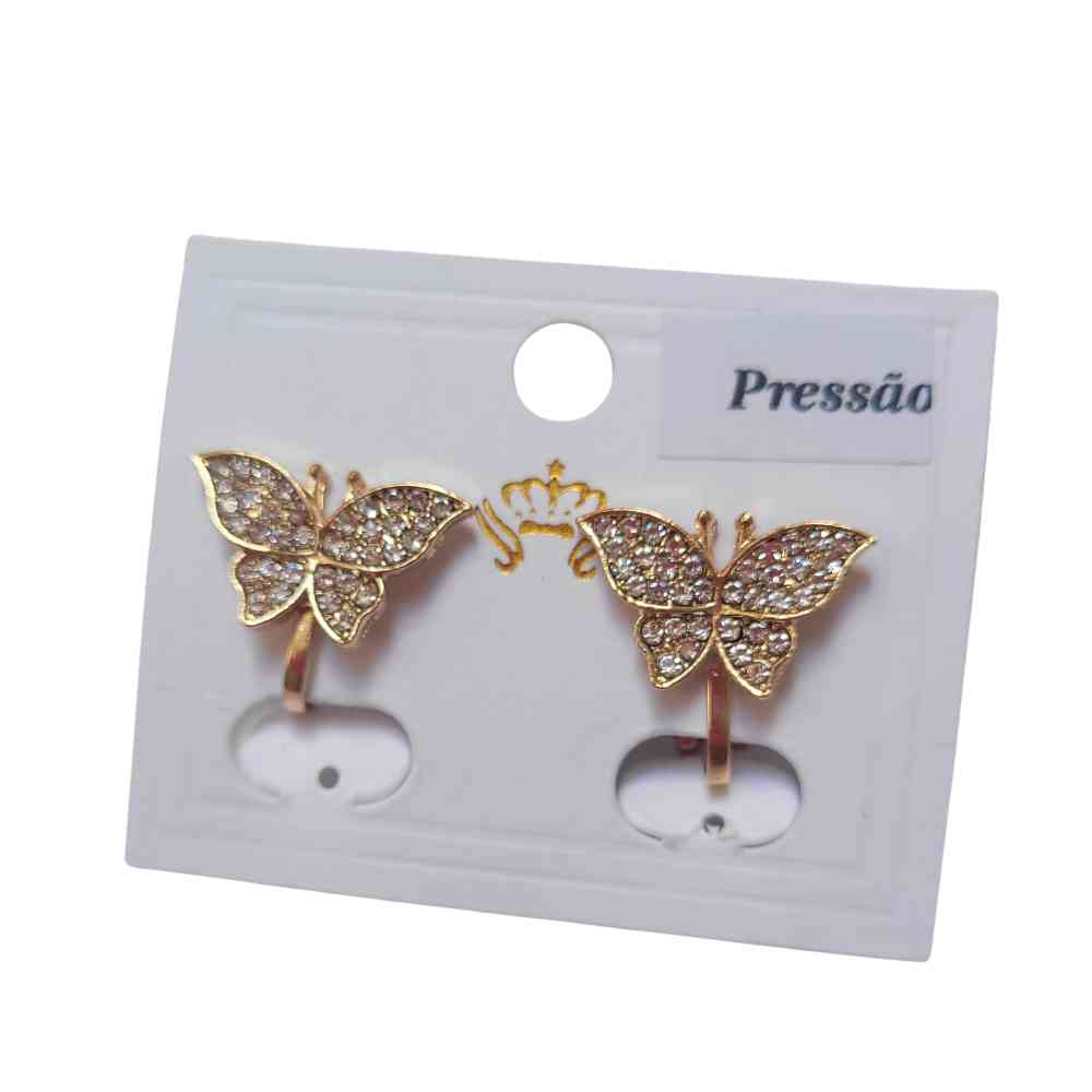 BRINCO DE PRESS�O DE BORBOLETA DOURADA