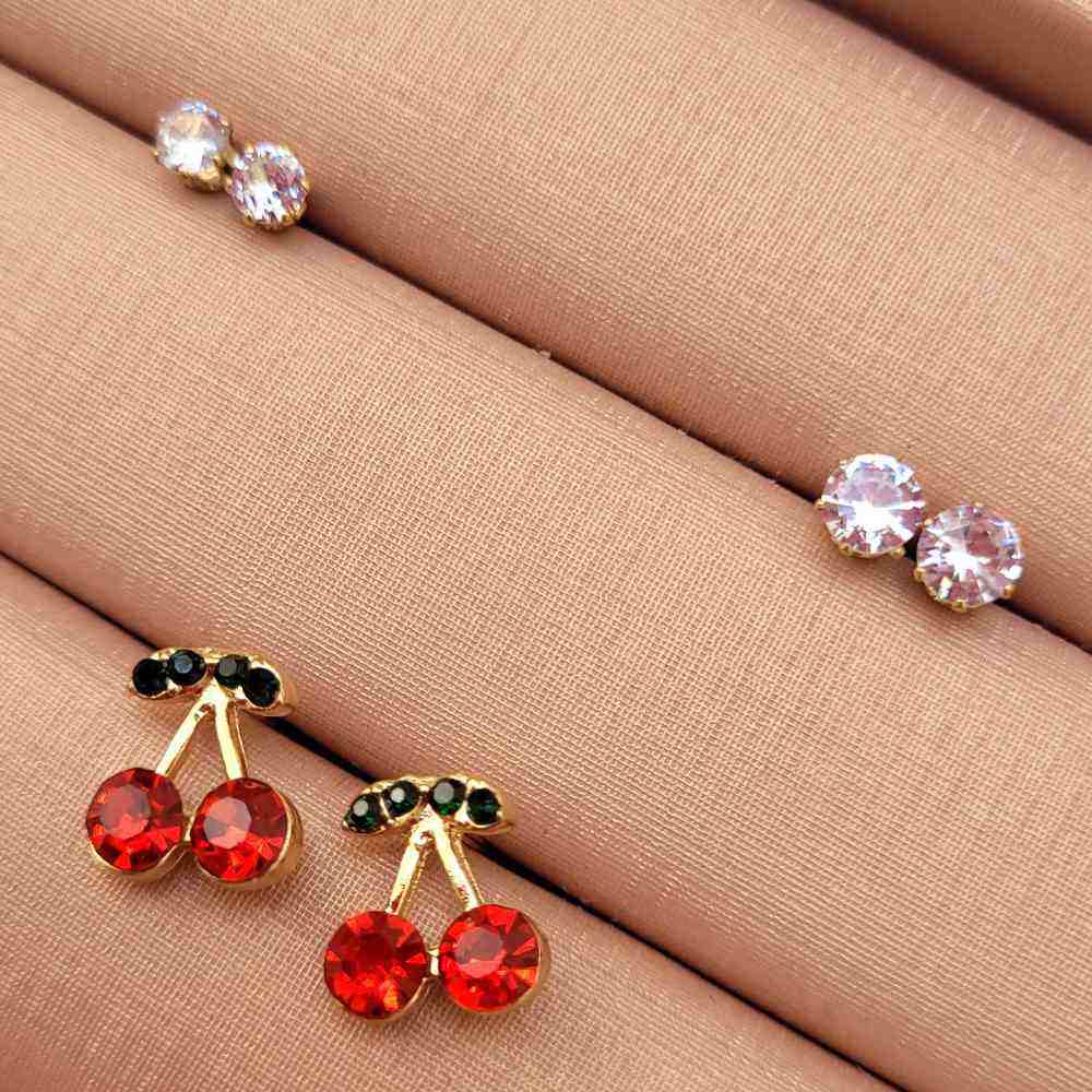 KIT BRINCOS DELICADOS - PONTO DE LUZ E CEREJINHA 