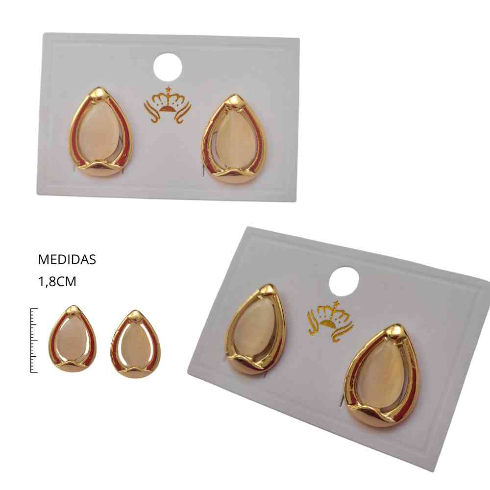 BRINCO GOTA BRANCA COM DOURADO 