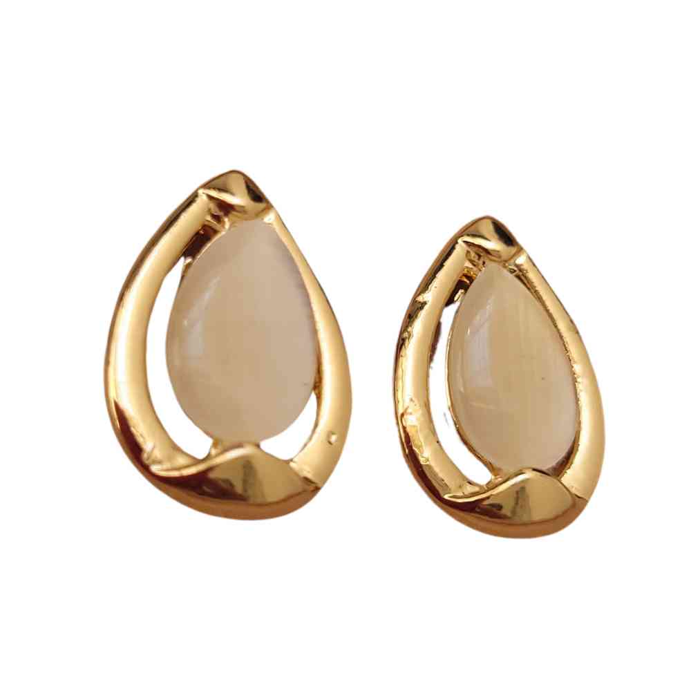 BRINCO GOTA BRANCA COM DOURADO 