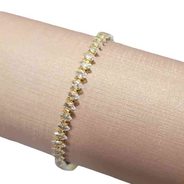 PULSEIRA ZIRC�NIA BRILHANTES FOLHEADA C/ BRINDE 